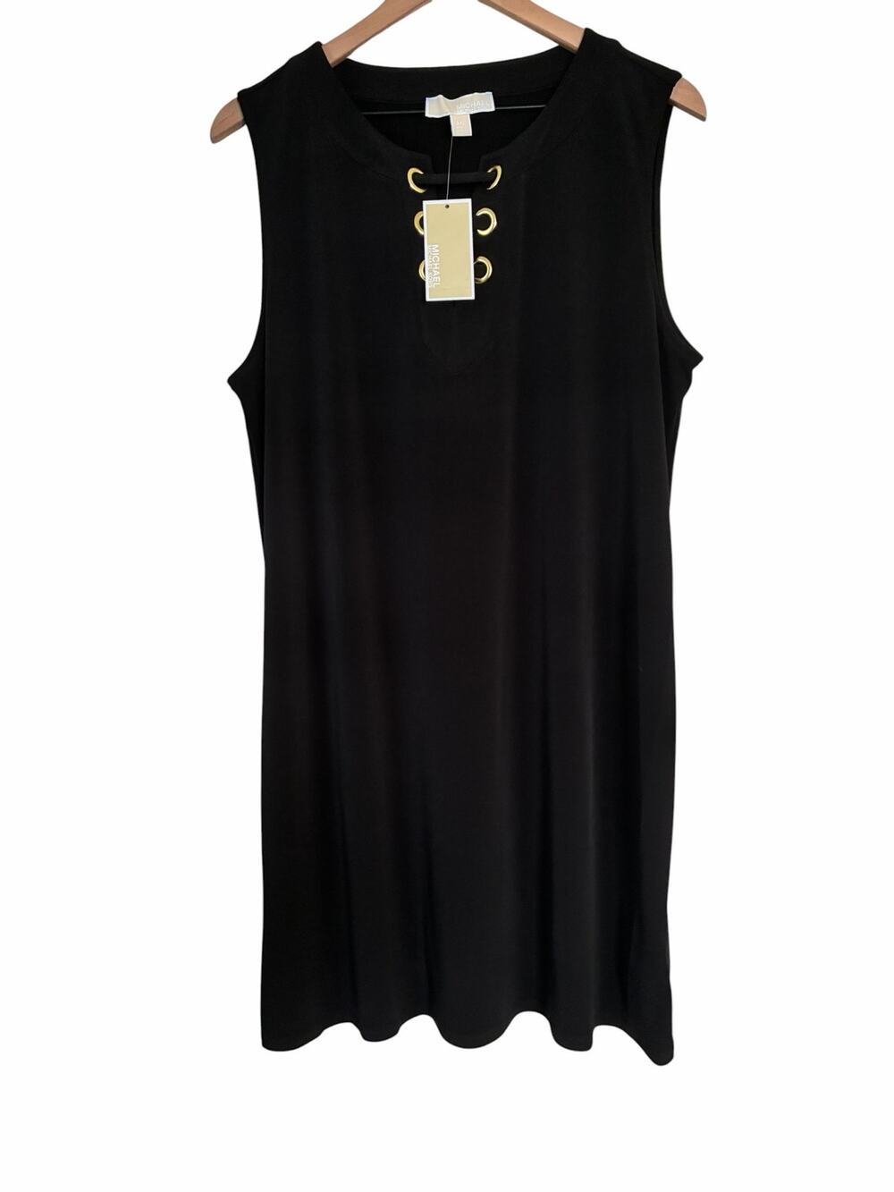 Michael Michael Kors Sleeveless Black Gold Accent Shift Dress Size XXL NWT
